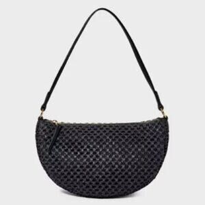 Universal Thread Woven Straw Half Moon Black Shoulder Bag